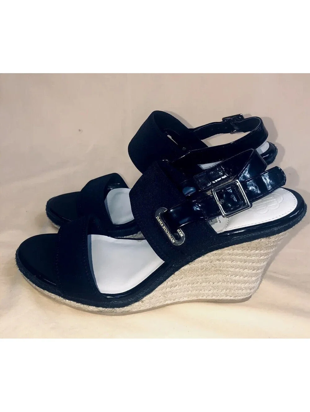 Dana Buchman Paxton Espadrilles Wedge Heel Shoes in Black 9M *Great Condition*